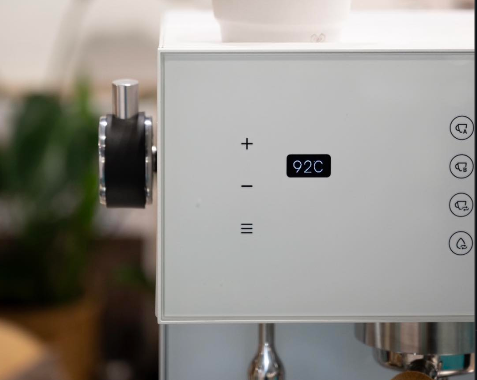 Close up van een Arkel espresso machine