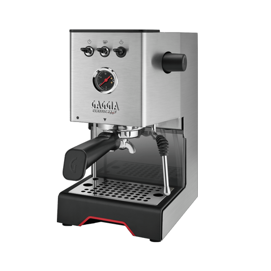 Gaggia Classic Up zilver schuin aanzicht